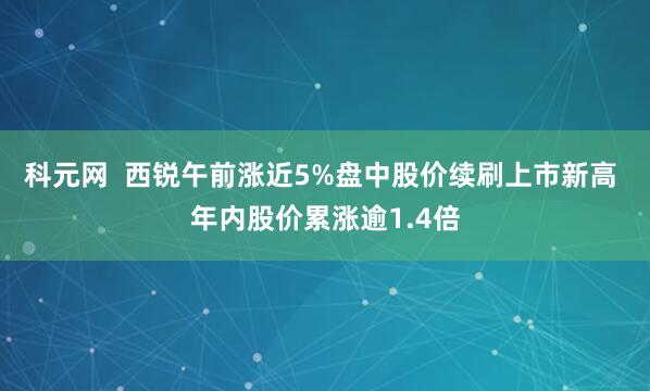 科元网  西锐午前涨近5%盘中股价续刷上市新高 年内股价累涨逾1.4倍