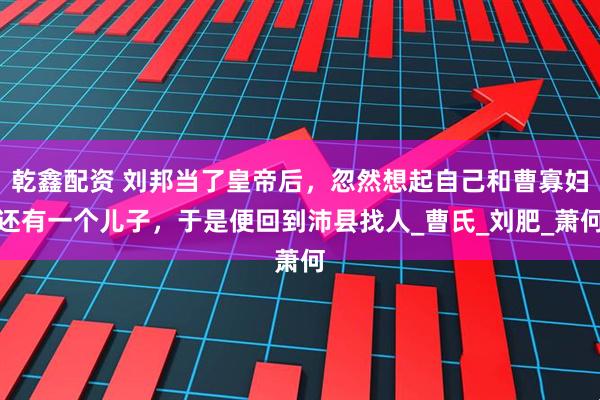 乾鑫配资 刘邦当了皇帝后，忽然想起自己和曹寡妇还有一个儿子，于是便回到沛县找人_曹氏_刘肥_萧何